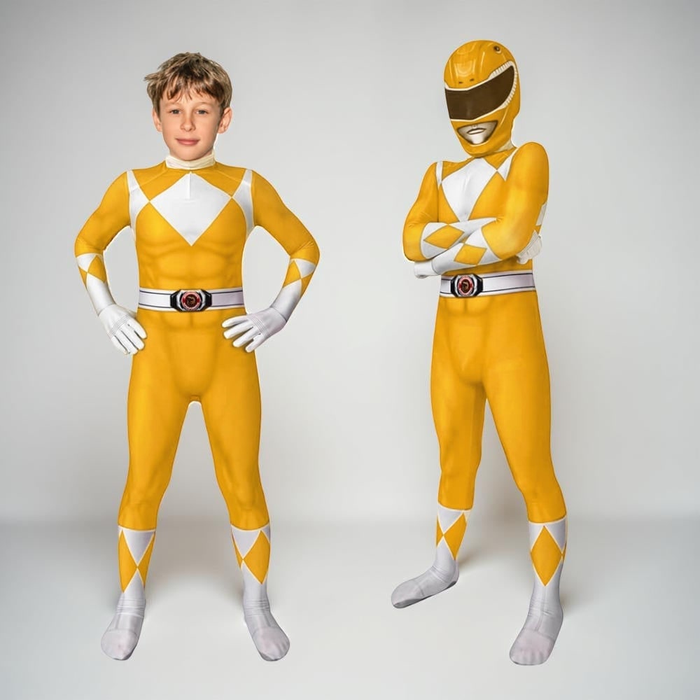 Superhero Costume Jumpsuit with Full-Head Mask and Diamond Pattern - Image 12