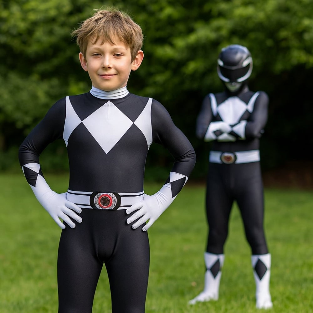 Superhero Costume Jumpsuit with Full-Head Mask and Diamond Pattern - Image 4
