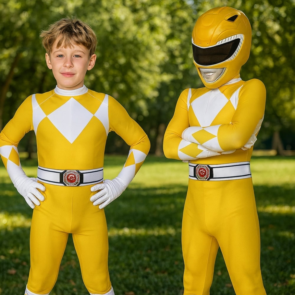 Superhero Costume Jumpsuit with Full-Head Mask and Diamond Pattern - Image 5