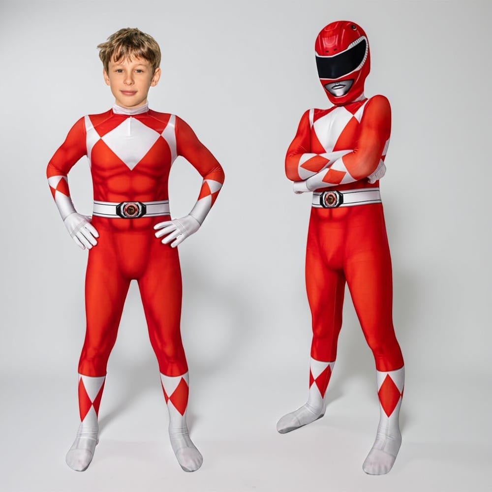 Superhero Costume Jumpsuit with Full-Head Mask and Diamond Pattern - Image 7