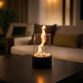 Tabletop Fire Pit with Glass Cylinder and Decorative Stones Indoor Portable Smokeless Fireplace - Image 1
