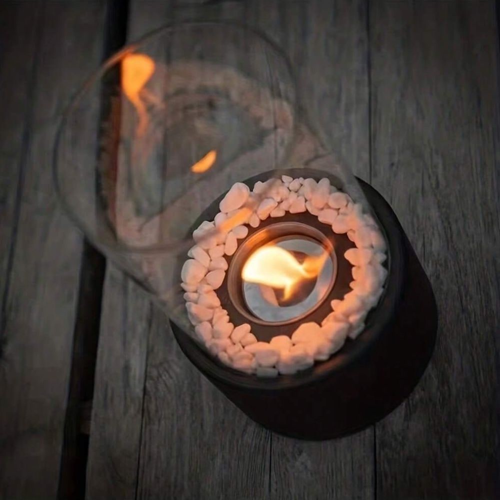 Tabletop Fire Pit with Glass Cylinder and Decorative Stones Indoor Portable Smokeless Fireplace - Image 10