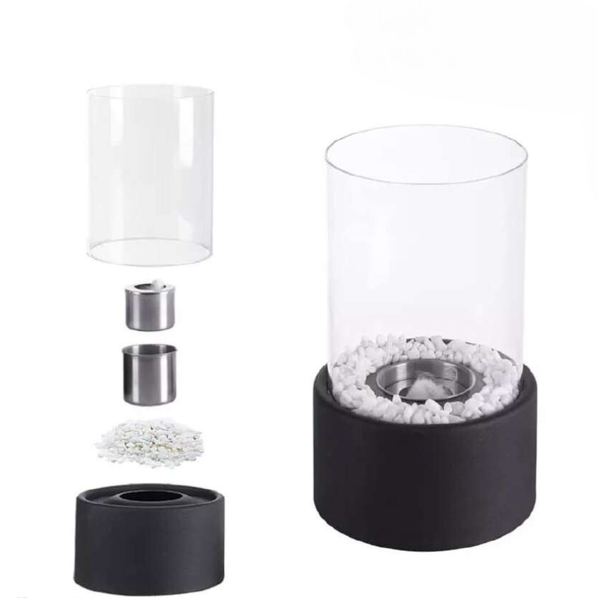 Tabletop Fire Pit with Glass Cylinder and Decorative Stones Indoor Portable Smokeless Fireplace - Image 18