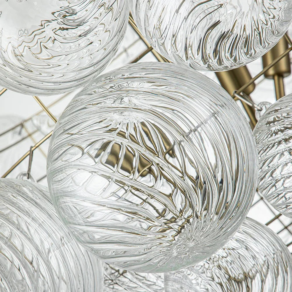 Eleni Modern Ribbed Glass Bubble Chandelier