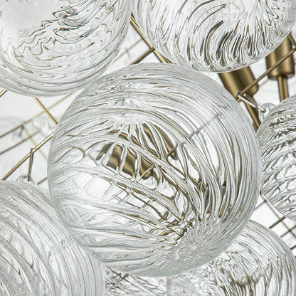 Clear Ribbed Glass Bubble Chandelier