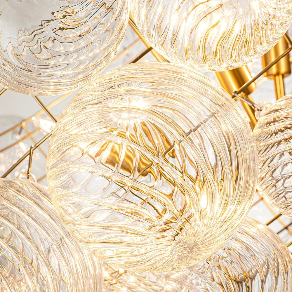 Eleni Modern Ribbed Glass Bubble Chandelier
