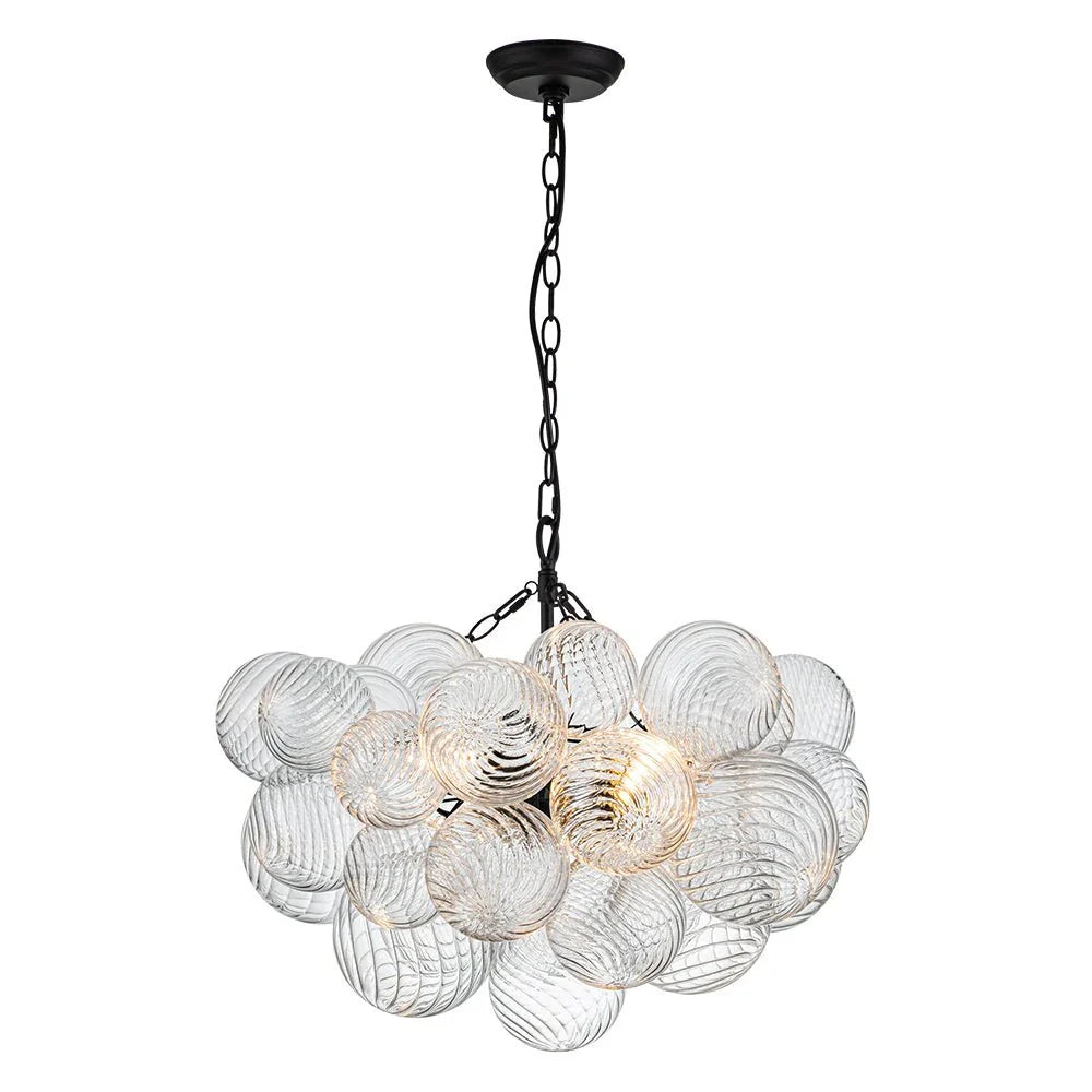 Eleni Modern Ribbed Glass Bubble Chandelier