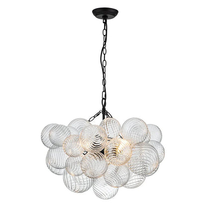 Clear Ribbed Glass Bubble Chandelier