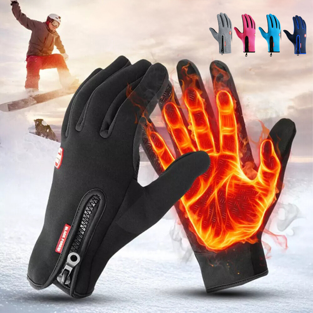 Thermal Winter Gloves with Touchscreen Fingertips and Windproof Zipper Wrist - Image 1
