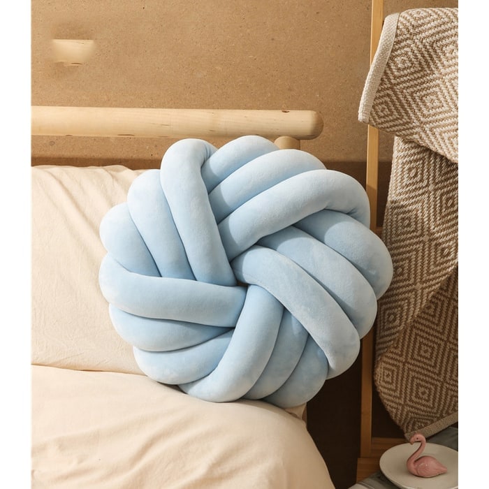 Throw Pillow with Knotted Ball Design in Soft Plush Velvet - Image 12