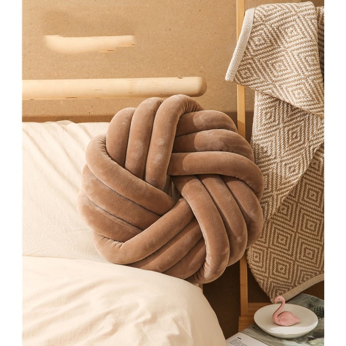 Throw Pillow with Knotted Ball Design in Soft Plush Velvet - Image 7