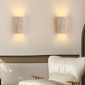 Travertine Wall Sconce with Fluted Column Design and Warm LED Lighting - Image 1