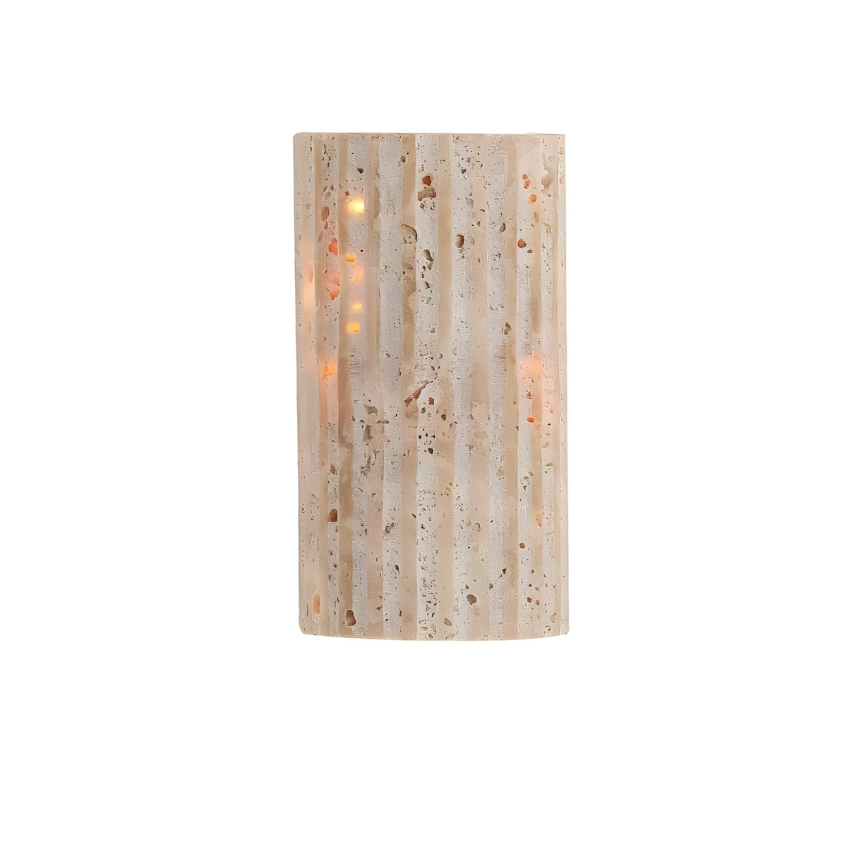 Travertine Wall Sconce with Fluted Column Design and Warm LED Lighting - Image 6