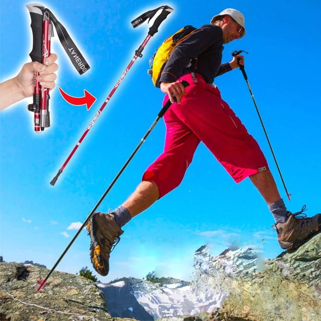 Trekking Poles Foldable Adjustable Lightweight with Ergonomic Foam Grip and Flip-Lock - Image 1