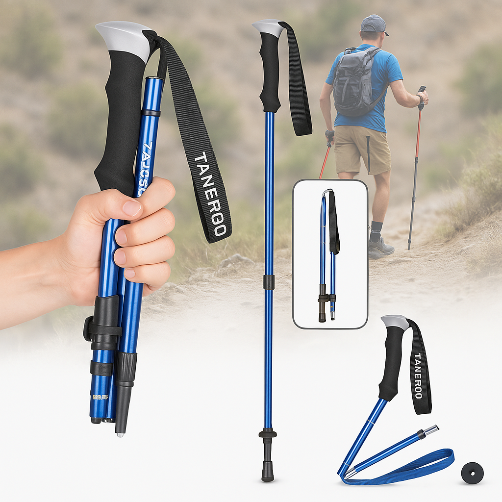Trekking Poles Foldable Adjustable Lightweight with Ergonomic Foam Grip and Flip-Lock - Image 4