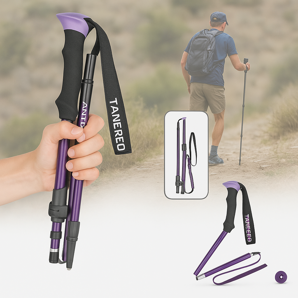 Trekking Poles Foldable Adjustable Lightweight with Ergonomic Foam Grip and Flip-Lock - Image 5