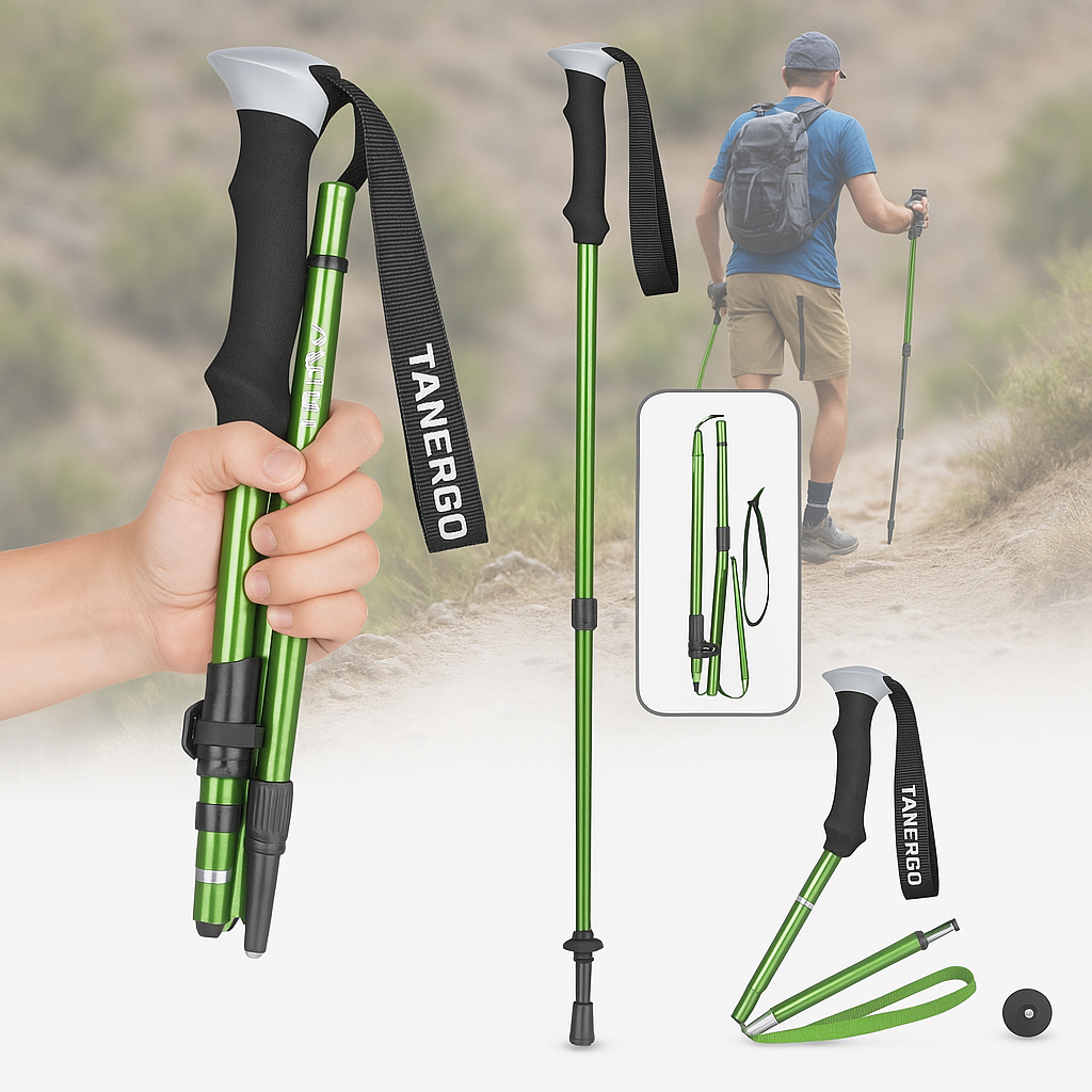 Trekking Poles Foldable Adjustable Lightweight with Ergonomic Foam Grip and Flip-Lock - Image 7