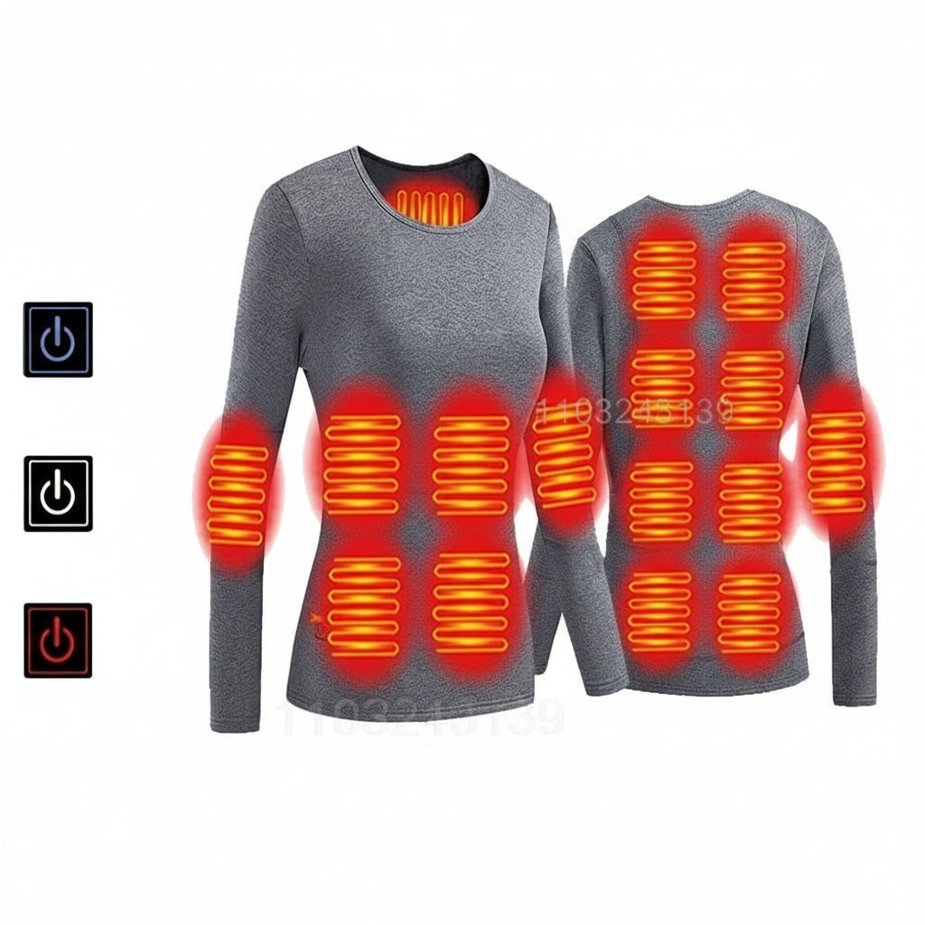 USB Heated Long Johns Thermal Underwear Set with Heating Zones and Three Temperature Settings - Image 5