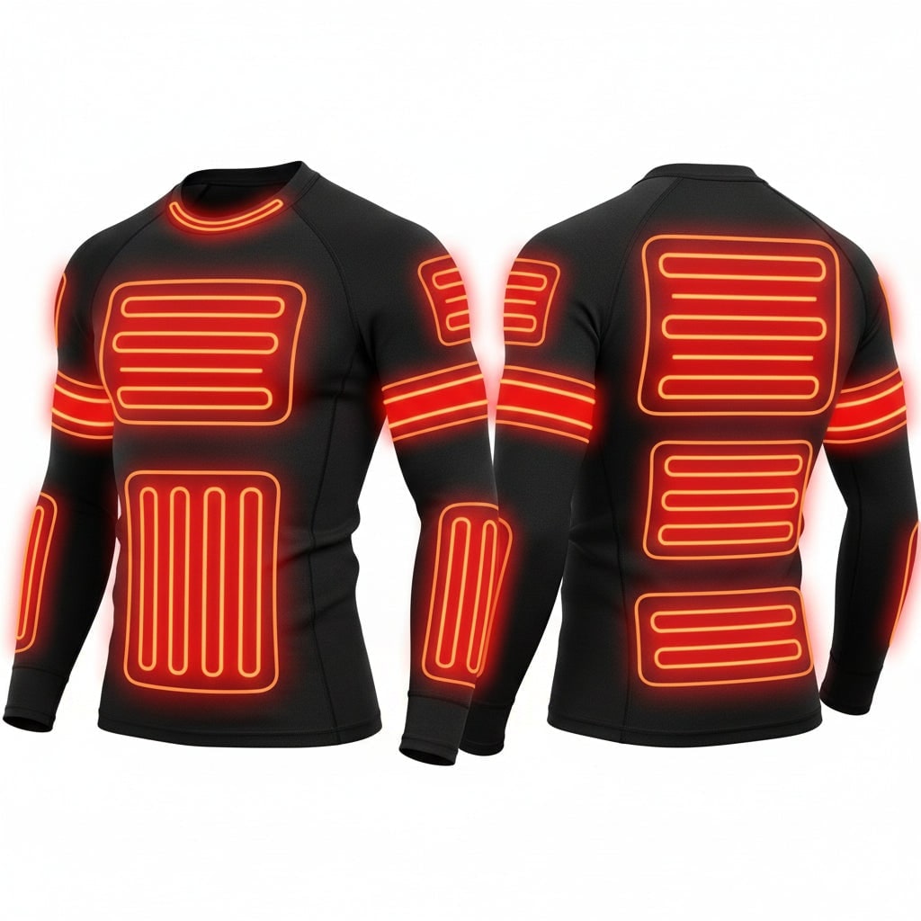 USB Heated Long Johns Thermal Underwear Set with Heating Zones and Three Temperature Settings - Image 7