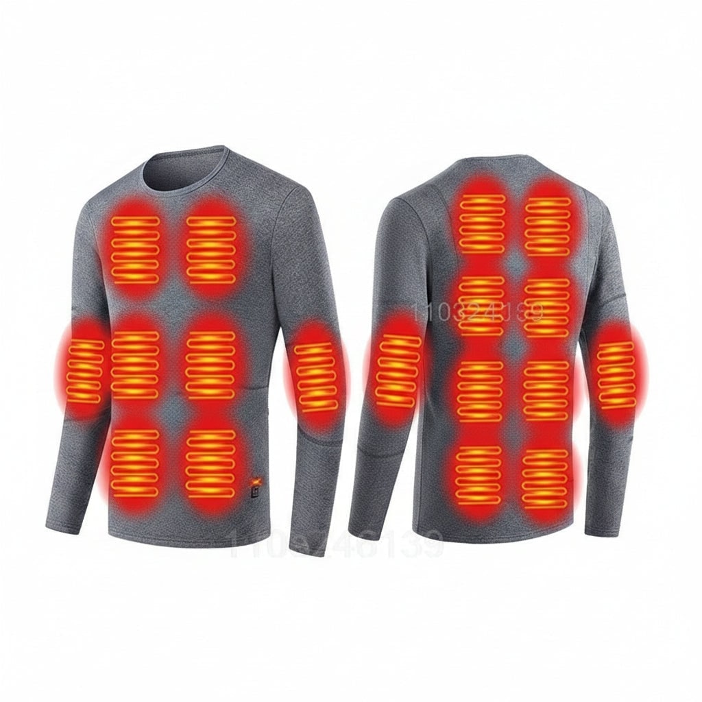 USB Heated Long Johns Thermal Underwear Set with Heating Zones and Three Temperature Settings - Image 8