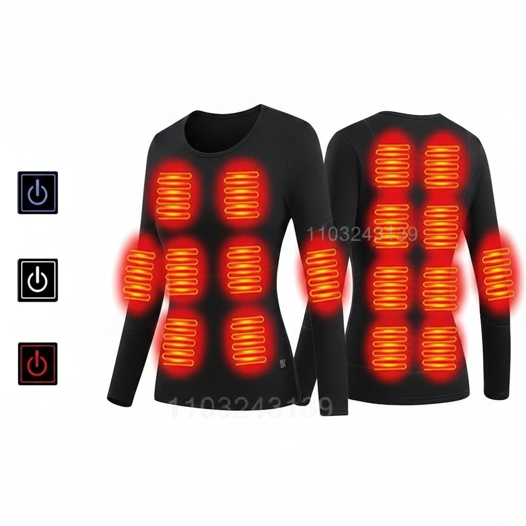USB Heated Long Johns Thermal Underwear Set with Heating Zones and Three Temperature Settings - Image 9