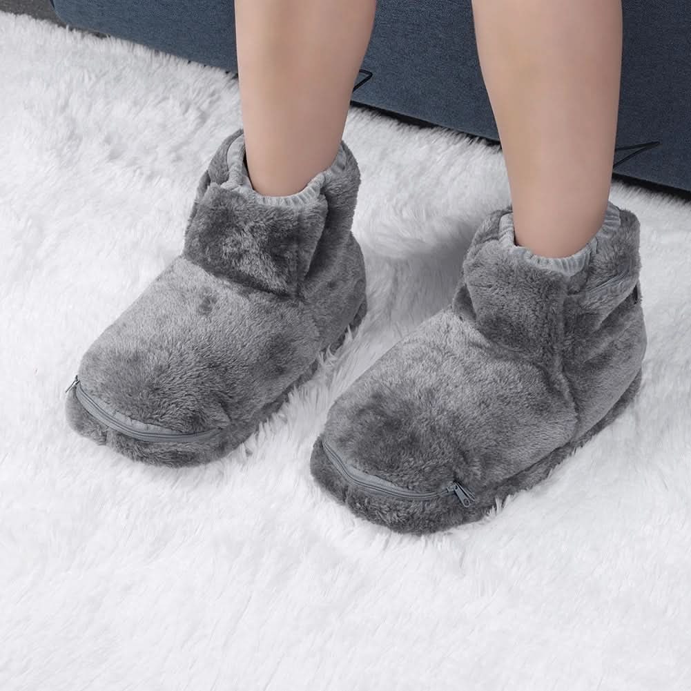 USB Heated Slippers with Plush Bootie Faux Fur Lining and Fleece Ankle Collar - Image 3