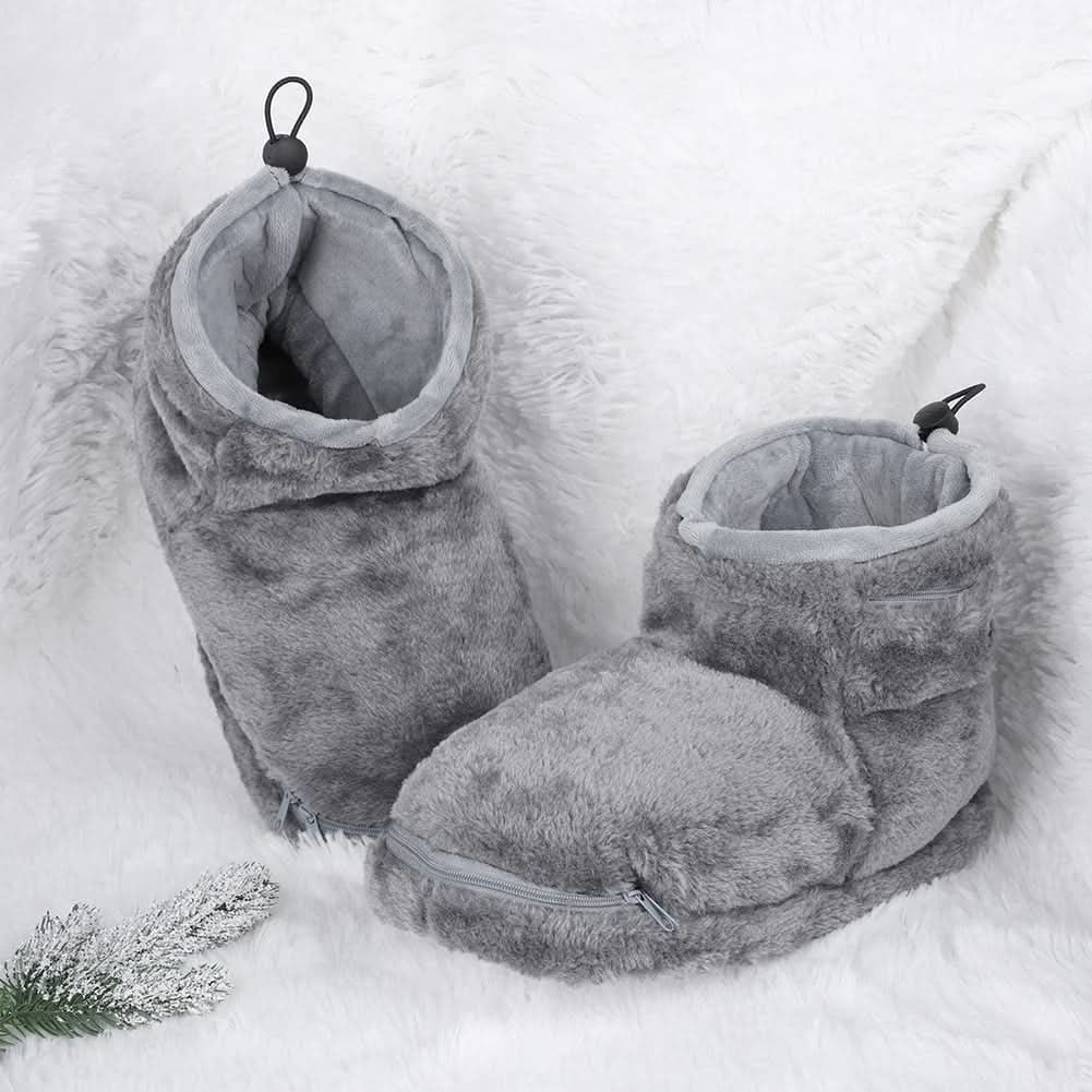 USB Heated Slippers with Plush Bootie Faux Fur Lining and Fleece Ankle Collar - Image 4