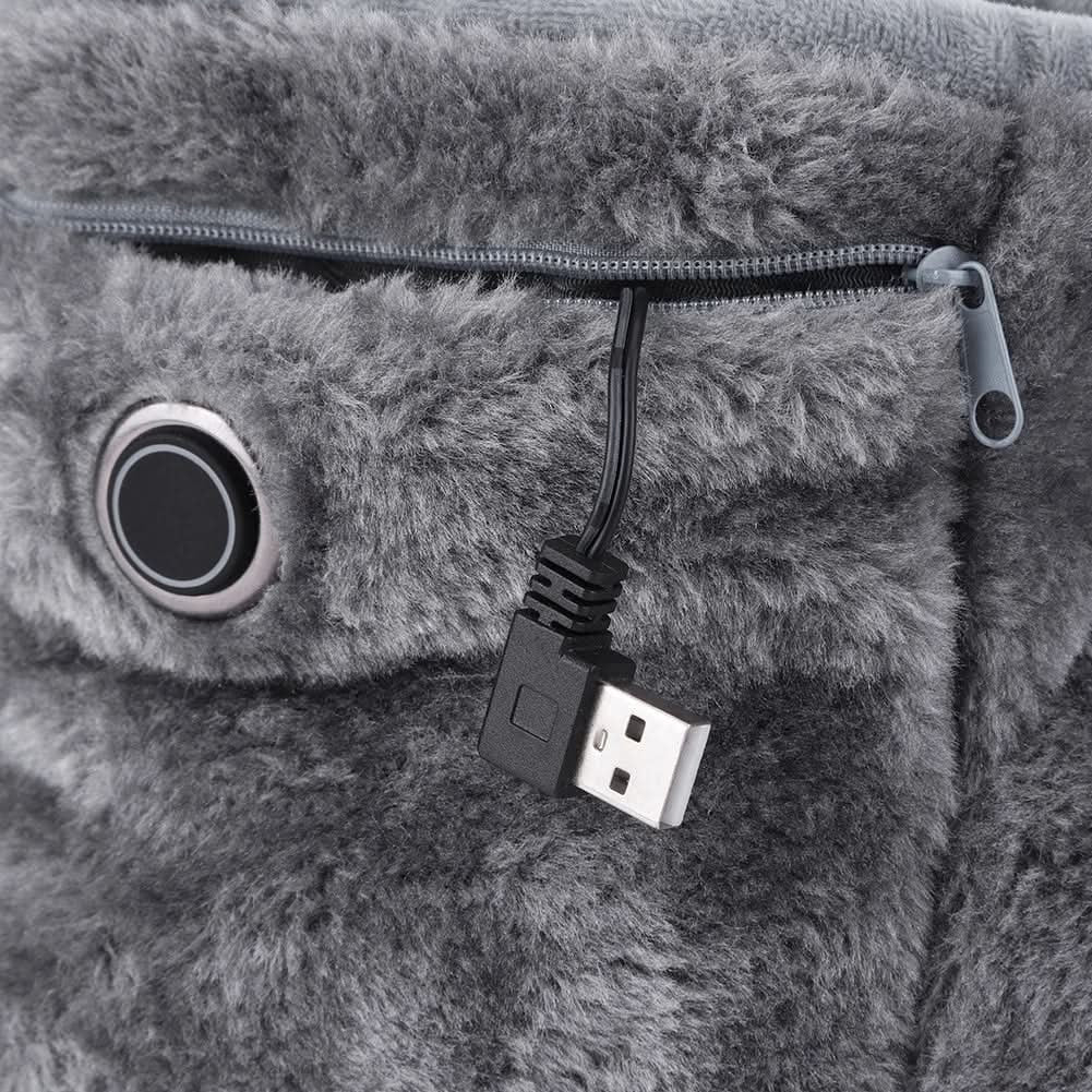 USB Heated Slippers with Plush Bootie Faux Fur Lining and Fleece Ankle Collar - Image 6