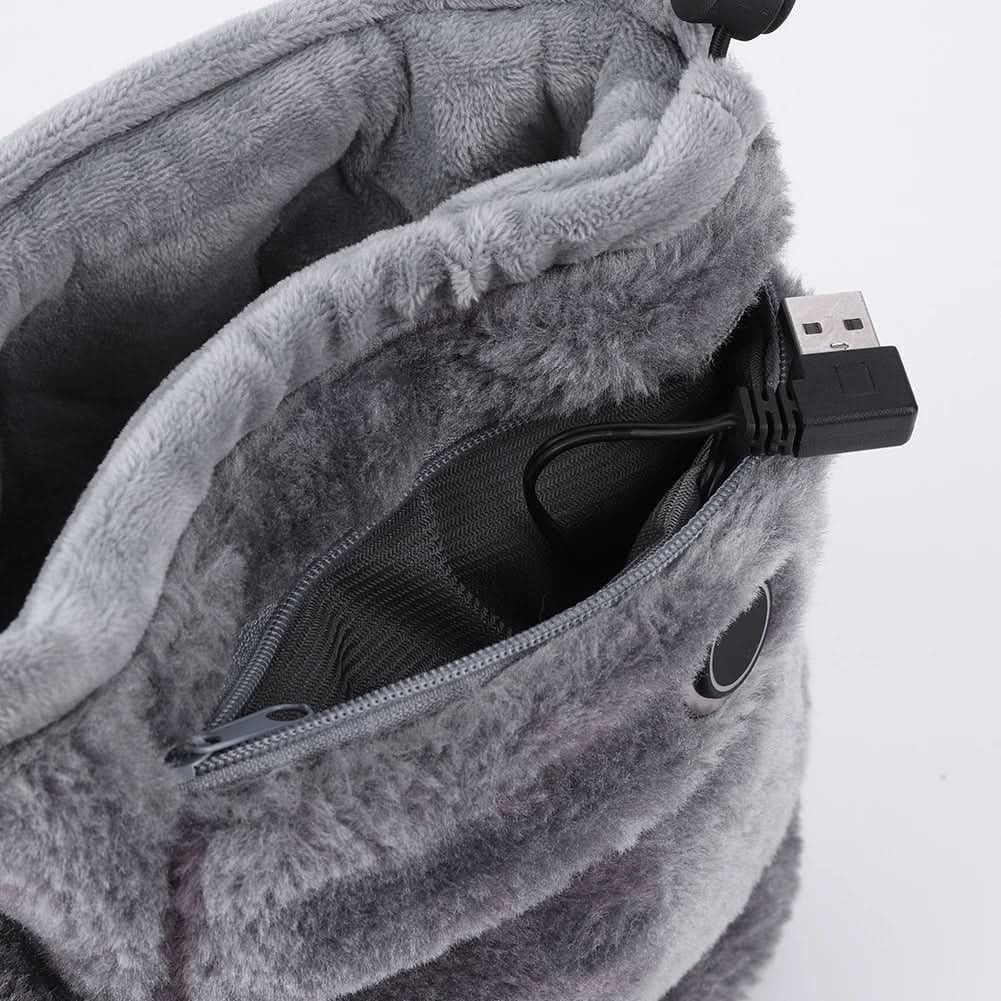USB Heated Slippers with Plush Bootie Faux Fur Lining and Fleece Ankle Collar - Image 7