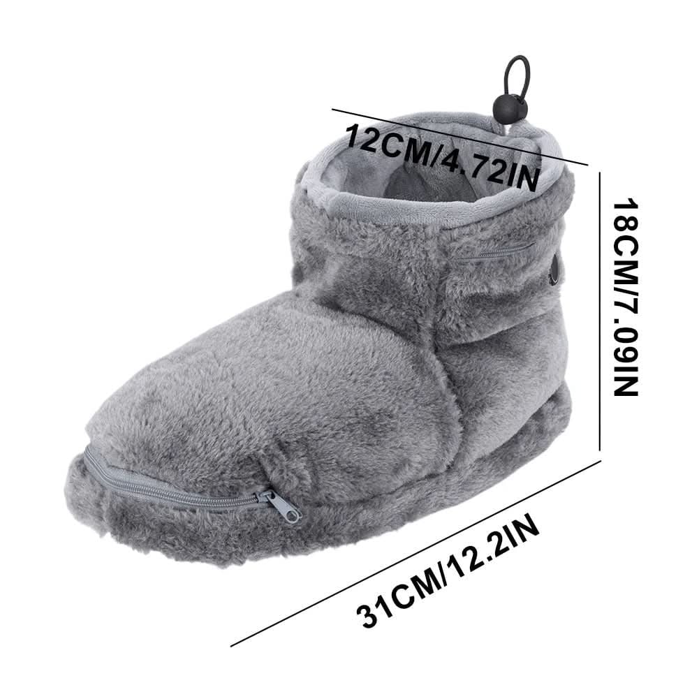 USB Heated Slippers with Plush Bootie Faux Fur Lining and Fleece Ankle Collar - Image 8