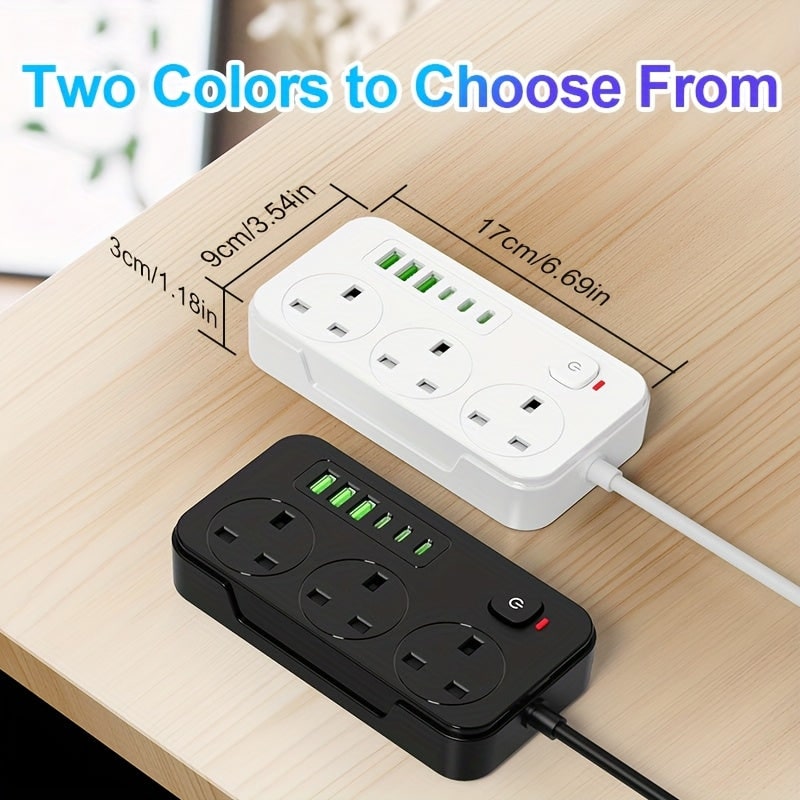 USB Power Strip with 3 AC Outlets 6 Ports and 2m Extension Cable - Image 4