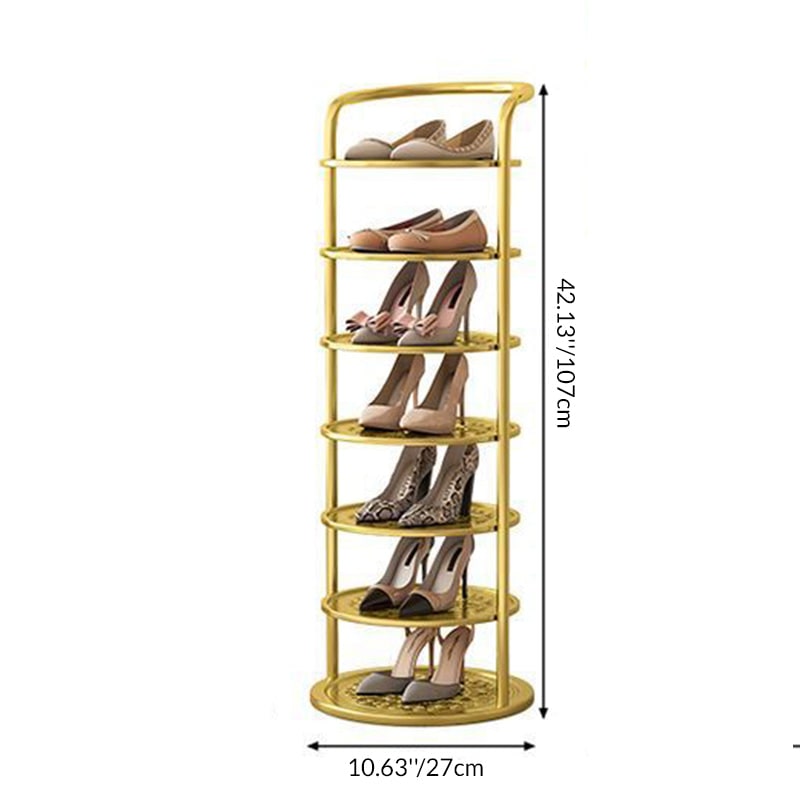 Vertical Shoe Rack and Organizer with Multi-Tier Round Metal Storage Tower - Image 6
