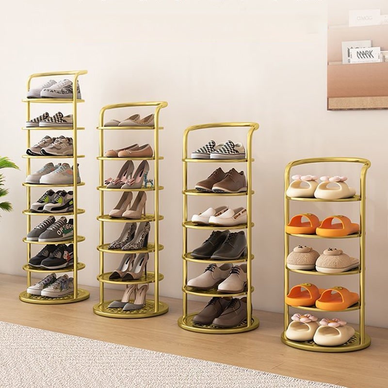 Vertical Shoe Rack with Metal Frame and Multi-Tier Round Shelves for Freestanding Storage - Image 10
