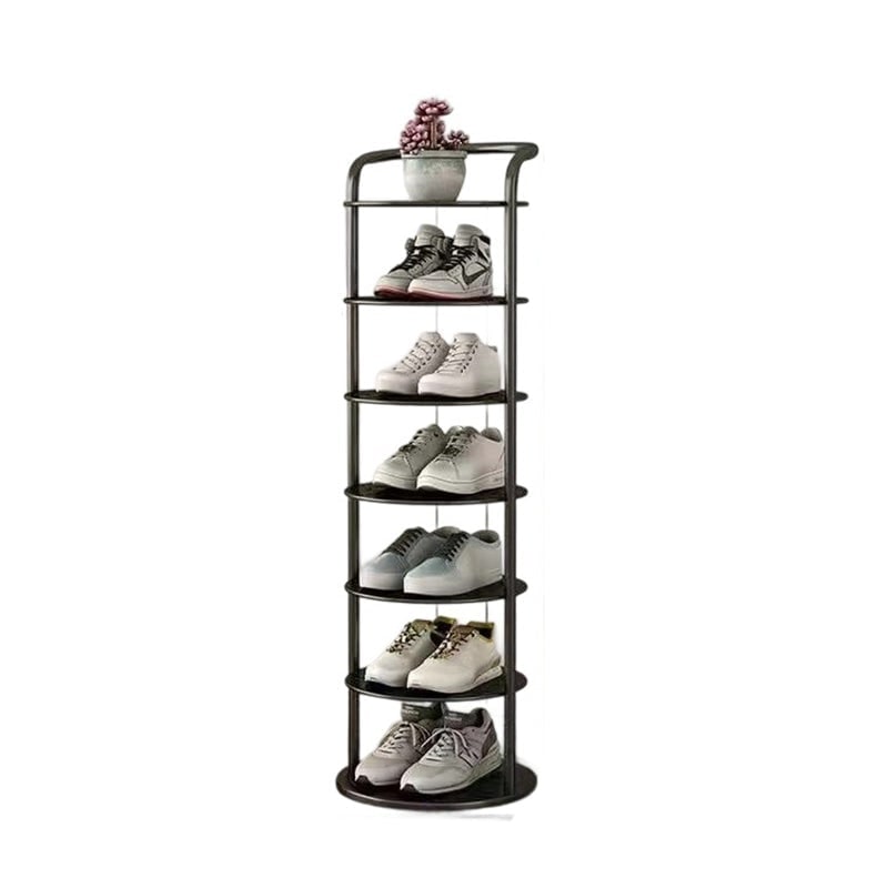 Vertical Shoe Rack with Metal Frame and Multi-Tier Round Shelves for Freestanding Storage - Image 16