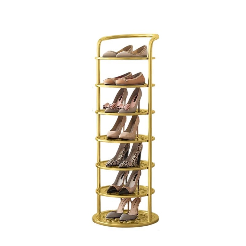 Vertical Shoe Rack with Metal Frame and Multi-Tier Round Shelves for Freestanding Storage - Image 18