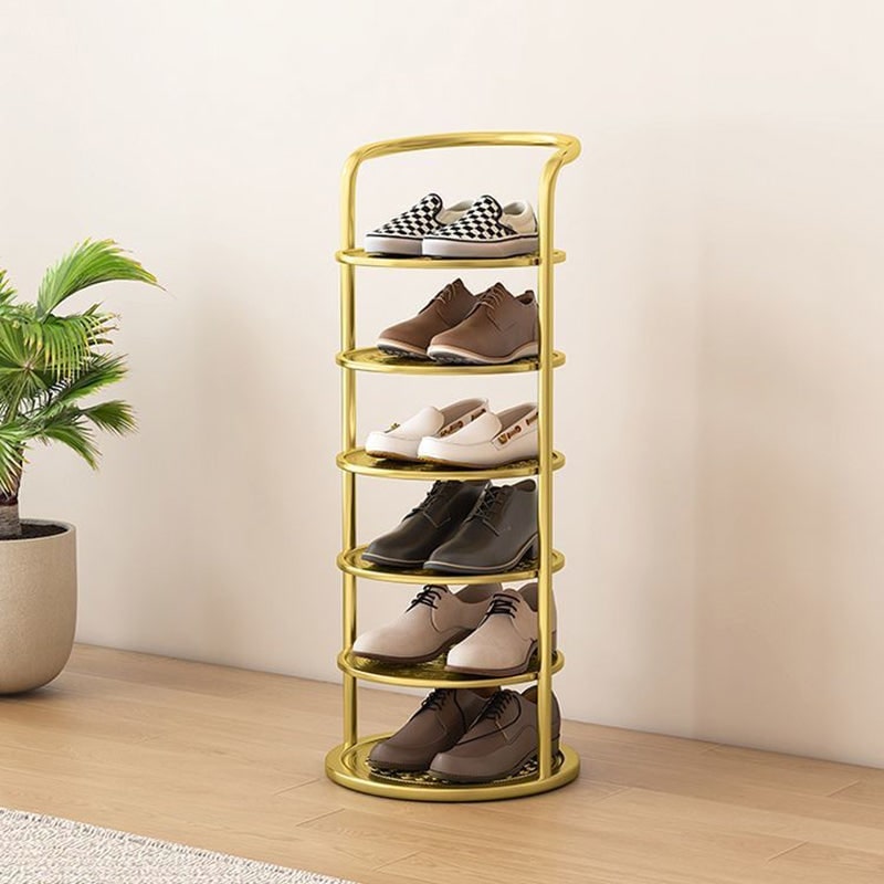 Vertical Shoe Rack with Metal Frame and Multi-Tier Round Shelves for Freestanding Storage - Image 2