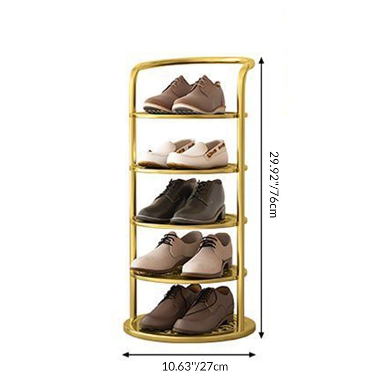 Vertical Shoe Rack with Metal Frame and Multi-Tier Round Shelves for Freestanding Storage - Image 4