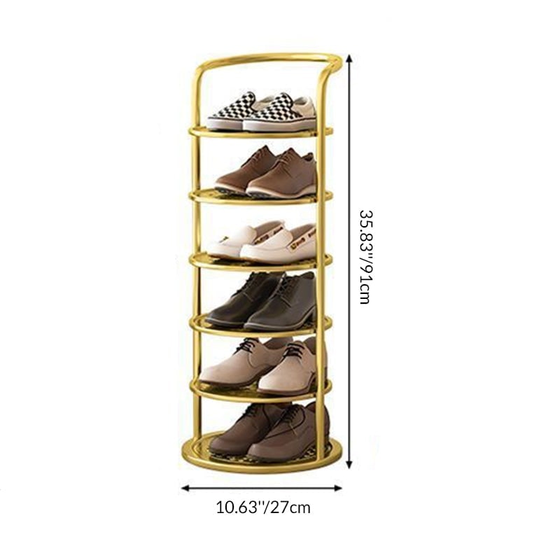 Vertical Shoe Rack with Metal Frame and Multi-Tier Round Shelves for Freestanding Storage - Image 5
