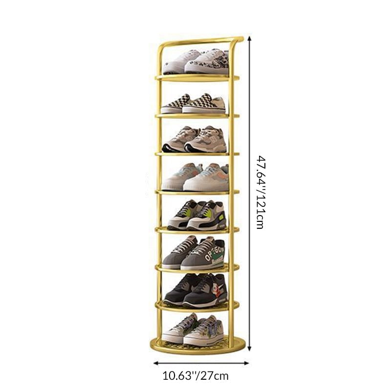 Vertical Shoe Rack with Metal Frame and Multi-Tier Round Shelves for Freestanding Storage - Image 7