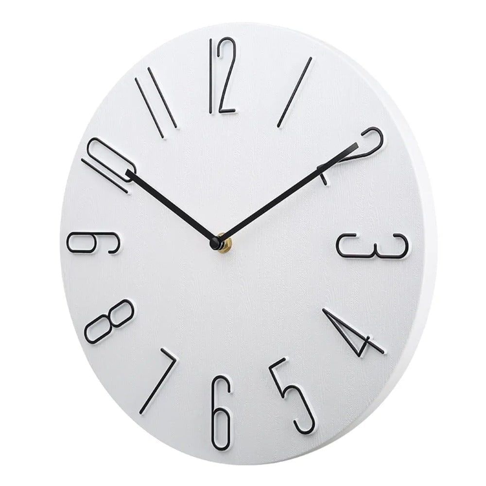 Wall Clock with Raised Wire Numbers and Wood Grain Dial Silent Modern Round - Image 4