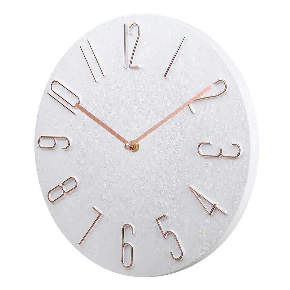 Wall Clock with Raised Wire Numbers and Wood Grain Dial Silent Modern Round - Image 5