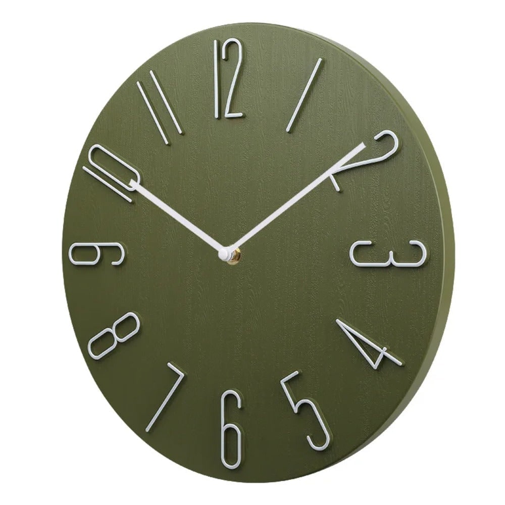 Wall Clock with Raised Wire Numbers and Wood Grain Dial Silent Modern Round - Image 8