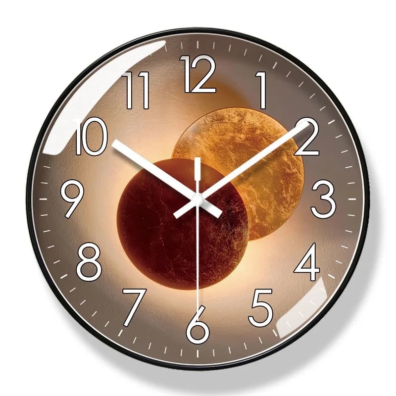 Wall Clock with Silent Mechanism Round Glass Face and Geometric Design - Image 5