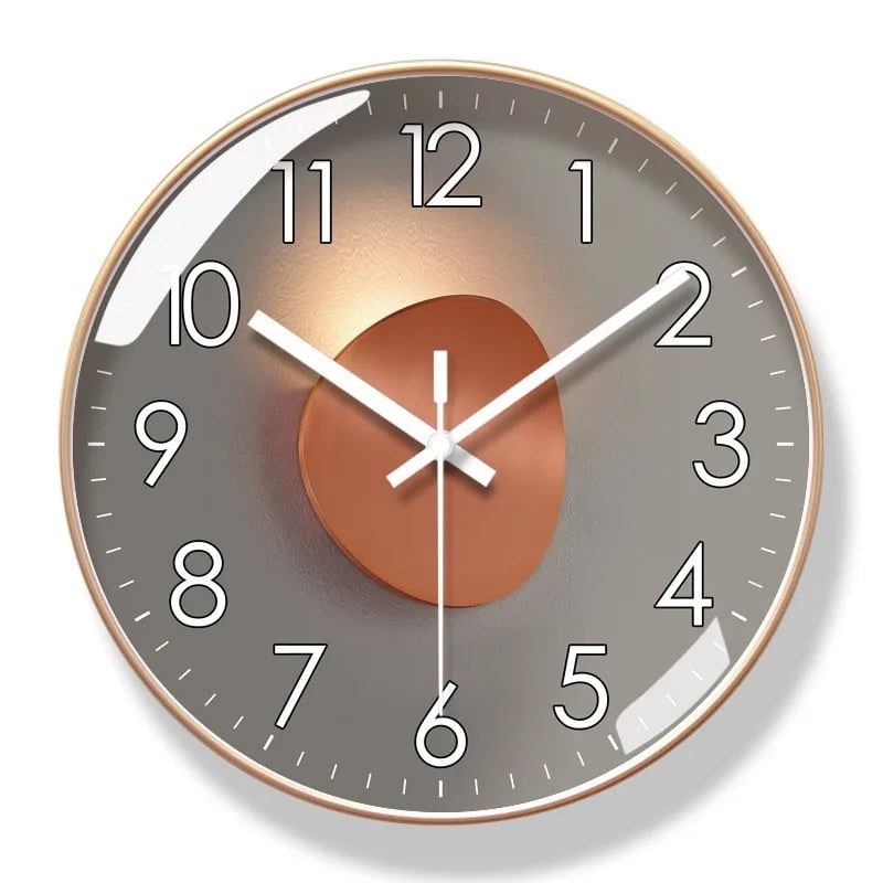 Wall Clock with Silent Mechanism Round Glass Face and Geometric Design - Image 8