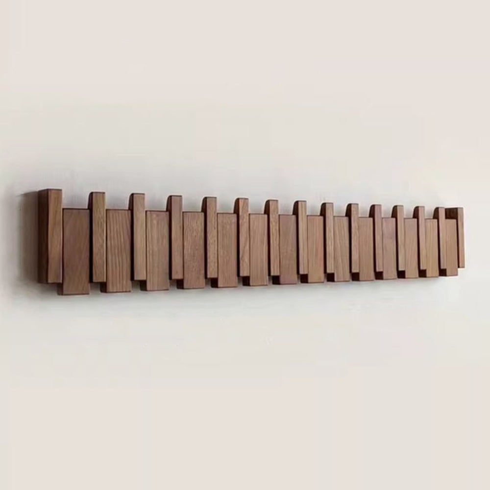 Wall Coat Rack with Folding Piano Key Space Saving Entryway Organizer - Image 1