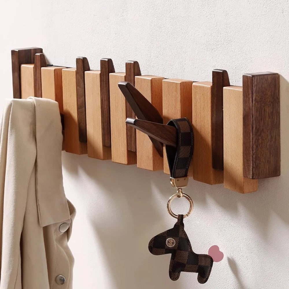 Wall Coat Rack with Folding Piano Key Space Saving Entryway Organizer - Image 3