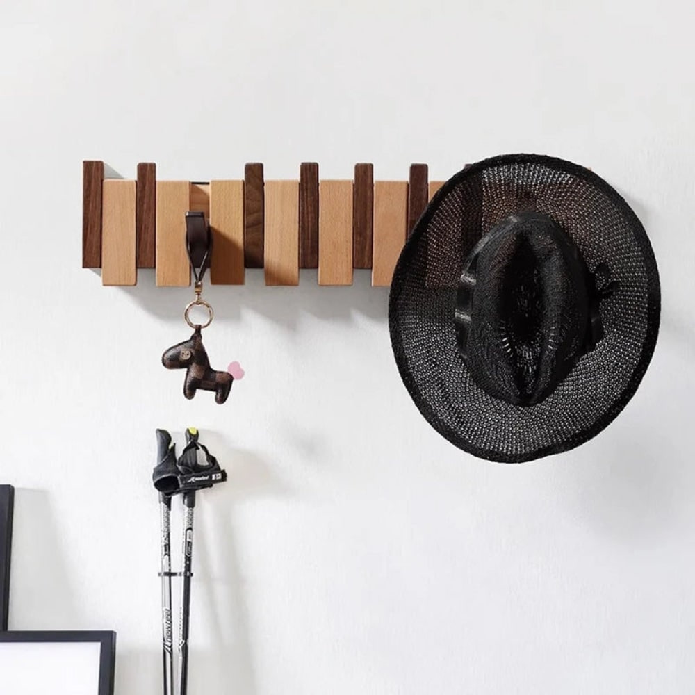 Wall Coat Rack with Folding Piano Key Space Saving Entryway Organizer - Image 4