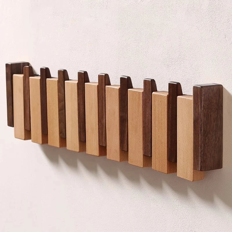 Wall Coat Rack with Folding Piano Key Space Saving Entryway Organizer - Image 9