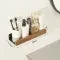Wall Mounted Floating Shelves with Wooden Rail and Metal Bracket for Bathroom Storage - Image 14