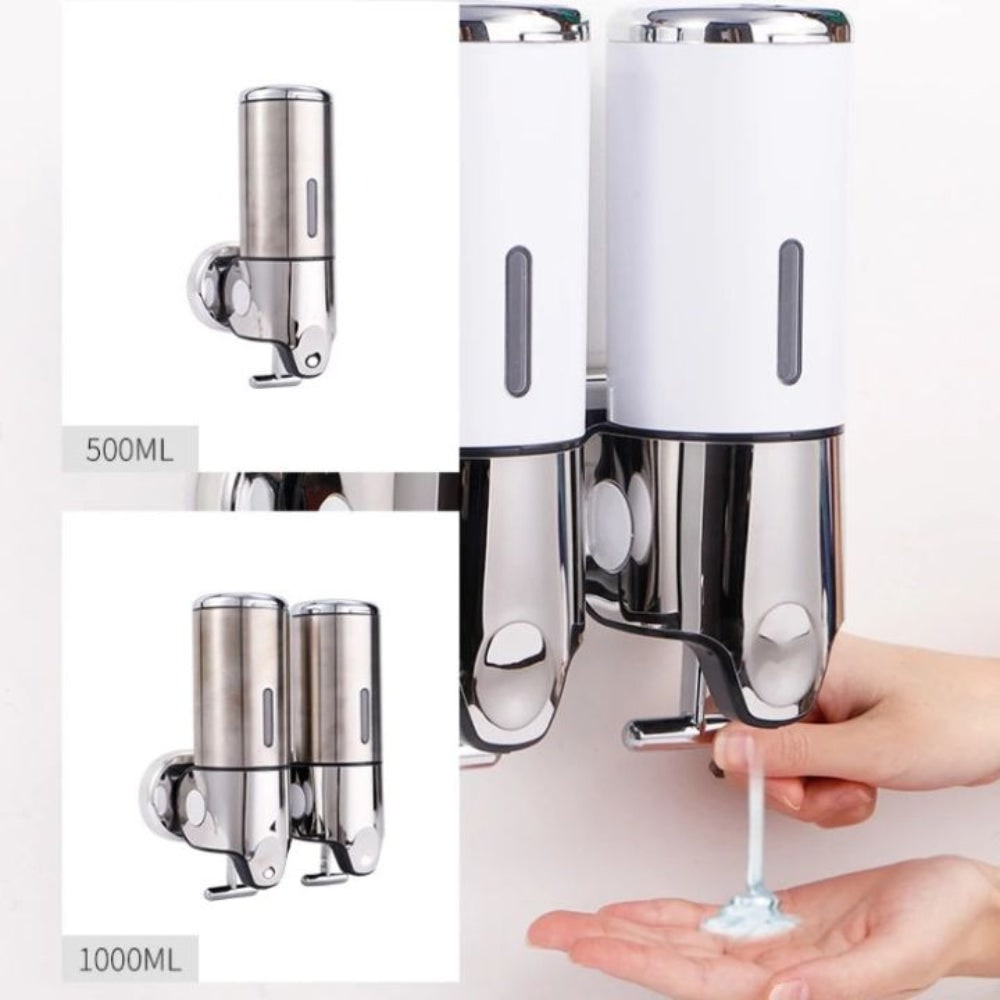Wall-Mounted Shower Soap Dispenser with Manual T-Bar Lever and Detachable Chambers - Image 2